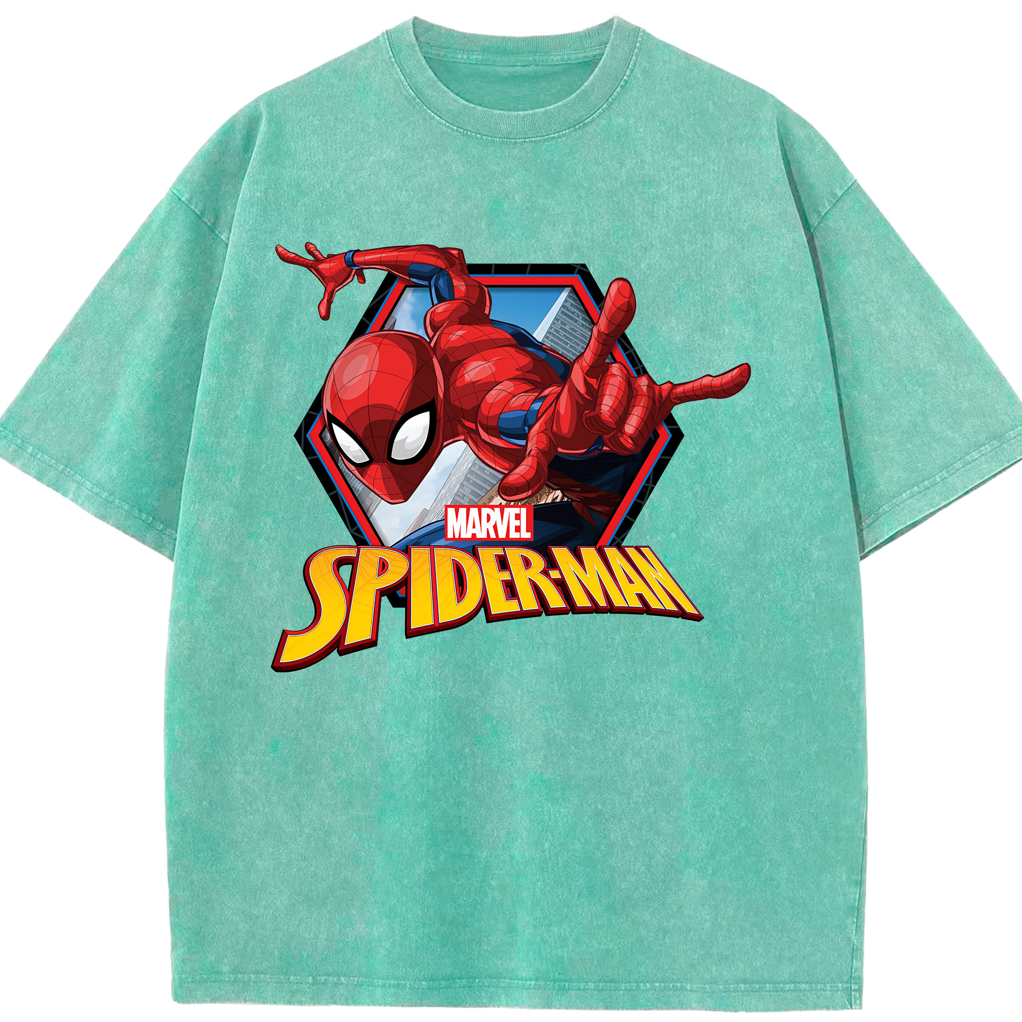 （画像用） Spider Man スパイダーマン 綿100% ヴィンテージ風 半袖Tシャツ（フロントプリント）